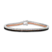 Bratara tennis din aur alb-roz cu diamante negre de 2.61ct si diamante transparente de 2.19ct