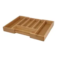 Organizator tacâmuri extensibil, pentru sertar, Excellent Houseware, bambus natural, 5-7 compartimente, 34×28-45×5 cm