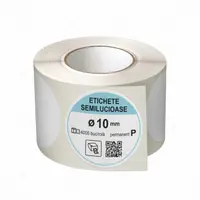 Rola etichete autoadezive semilucioase, rotunde, diametru 10 mm, adeziv permanent, 4000 etichete rola