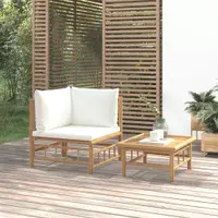 Gossi set mobilier de gradina cu perne alb crem, 2 piese, bambus