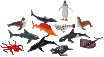 Set de figurine Faunica - Animale marine, 12 piese