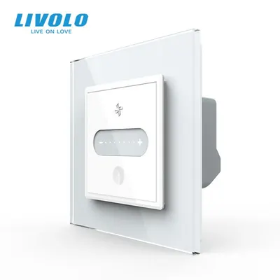 Intrerupator reglare viteza ventilator, Zigbee, cu rama sticla, 2M Alb