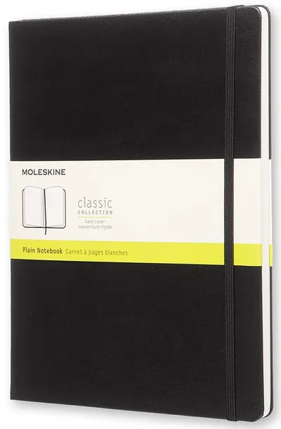 Agenda cu coperti tari Moleskine Classic Notebook XL – Neagra, file albe