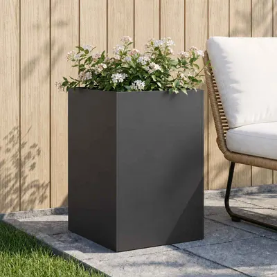 vidaXL Vază pentru Grădină Negru 40 x 40 x 75 cm Oțel laminat la rece