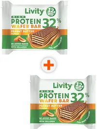 Baton proteic cu unt de arahide, 2 x 38 g, Livity