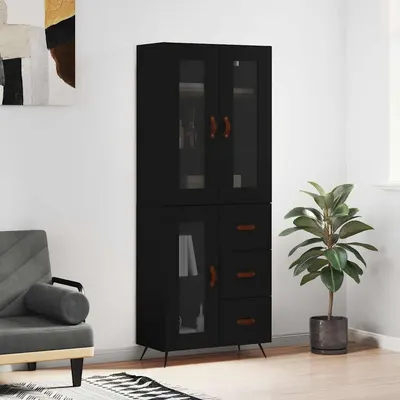 vidaXL Dulap înalt, negru, 69,5x34x180 cm, lemn compozit
