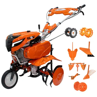 Motosapa RURIS 7500ACC5, 7 CP, Benzina, roti cauciuc , rarita ajustabila, plug,adaptor, dispozitiv cartofi, cultivator, roti metalice,contragreutati