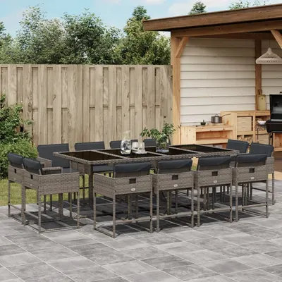 Gossi set mobilier de gradina cu perne, 13 piese, gri, poliratan
