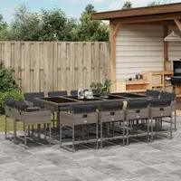 Gossi set mobilier de gradina cu perne, 13 piese, gri, poliratan