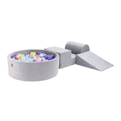 Teren de joacă din spumă gri 4 buc. din catifea înălțime 30 cm 225x90 cm Montessori – Meowbaby