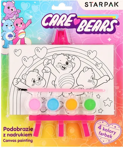 Set de pictură Starpak Care Bears – Cu pânză și 4 culori de vopsea