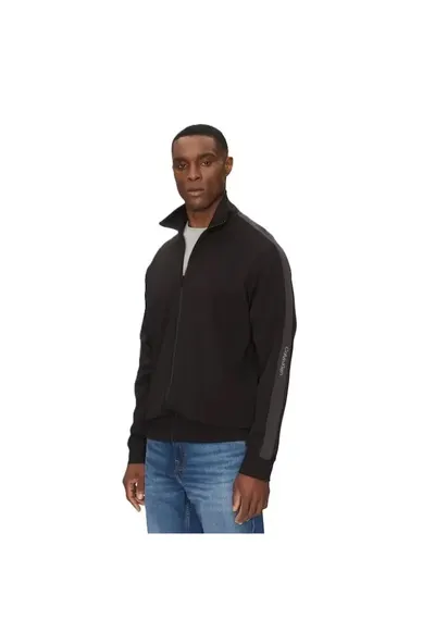Bluza cu fermoar pentru Barbati - logo tape zip through - J30J327244-BEH - Negru - Negru
