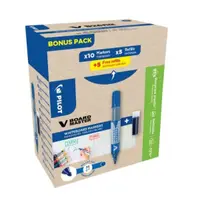 Set markere tablă Pilot V-Board Master Albastru - Promo, 10 markere + 10 rezerve - engros