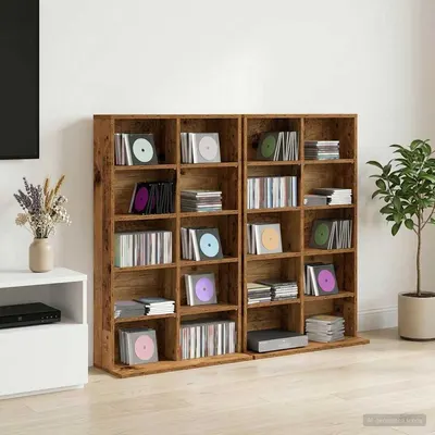 vidaXL Dulap pentru CD-uri 2 buc. Lemn vechi 65 x 23,5 x 97,5 cm