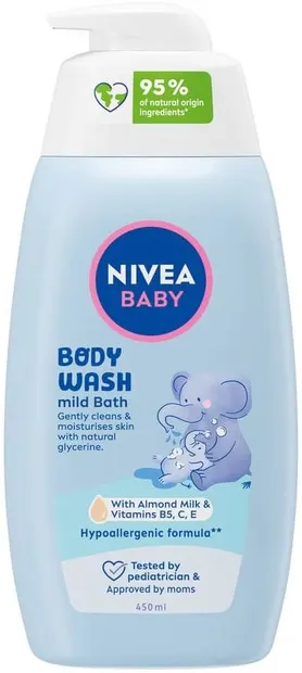 Nivea Baby Gel de duș delicat pentru corp Mild Bath, 450 ml