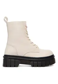 Pantofi dama - piele naturala - fermoar - bej/negru