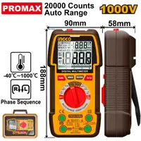 Multimetru Digital Profesional DM410003 – TRU RMS 20000 Puncte, 1000V DC / 750V AC, 10A, Auto Range, Masurare Temperatura -40°C~1000°C, NCV, LowZ