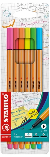 linere Stabilo Point 88 - 6 culori neon