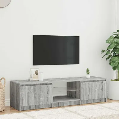 vidaXL Comodă TV cu lumini LED, gri sonoma, 140x40x36 cm