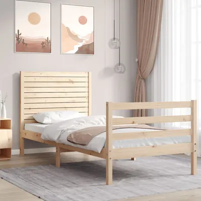 vidaXL Cadru de pat cu tăblie, 90x200 cm, lemn masiv