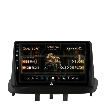 Navigatie Renault Megane 3 Fluence (2009-2016), Android, A-Octacore 4GB RAM + 64GB ROM, 9 Inch - AD-BGA9004+AD-BGRKIT372