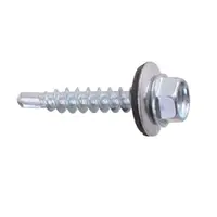 Surub Autoforant Cap Hex + Saiba Epdm 14mm, Otel, Zincat - 4.8 X 32 Ral 6005
