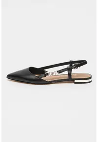 Pantofi de piele cu varf ascutit - Negru