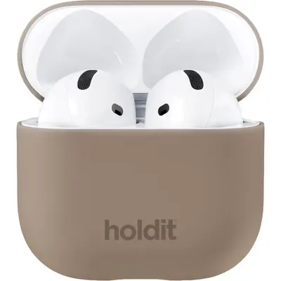 Husă pentru căști Holdit - Silicone, AirPods 4, maro