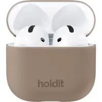 Husă pentru căști Holdit - Silicone, AirPods 4, maro