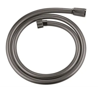 Furtun de dus Grohe SilverFlex 28362A01, 1/2'' x 1/2'', 1.25 m, universal, anti-rasucire, cauciuc profesional, conexiuni cromate, lucios, Grafit