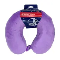 Pernă de călătorie, pentru adulți, culoare mov, din spumă cu memorie, 30 cm