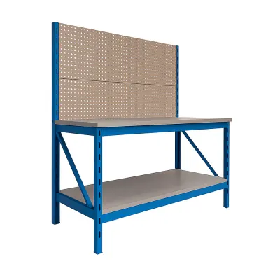 Masă de lucru cu panou din placaj, 1000x600x1000/1500 mm, sarcină 1000 kg/nivel GRAY & BLUE