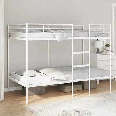 Gossi pat supraetajat fara saltea alb 100x200 cm otel