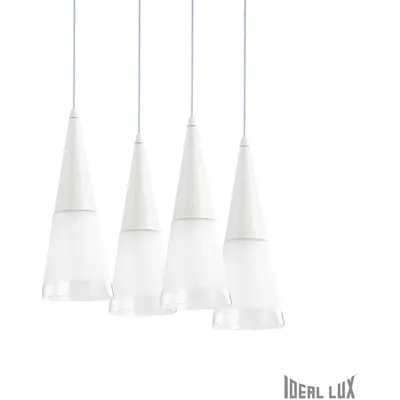 Lustra Cono, 4 becuri, dulie E14, L:665mm, H:460/1300mm, Alb