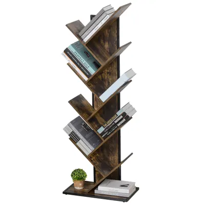 HOMCOM biblioteca in forma de copac, 50x28x142cm, maro | Aosom Romania