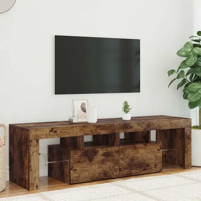 vidaXL Comodă TV cu lumini LED, stejar fumuriu 140x36,5x40 cm