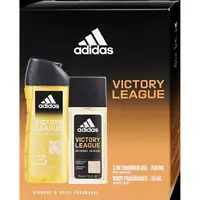 Set Cadou Barbati Adidas Victory League, Deodorant Natural Spray pentru Corp 75 ml, Gel de Dus 3 in 1 250 ml