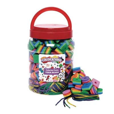 Set de 200 de mărgele din spumă și 24 de șnururi colorate