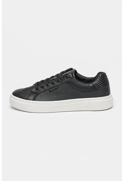 Pantofi sport din piele cu logo discret - Negru