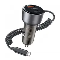 Incarcator Auto Cu Fir Lightning Yesido Y57, 50W, 3A, 1 x USB-A - 1 x USB-C, Negru
