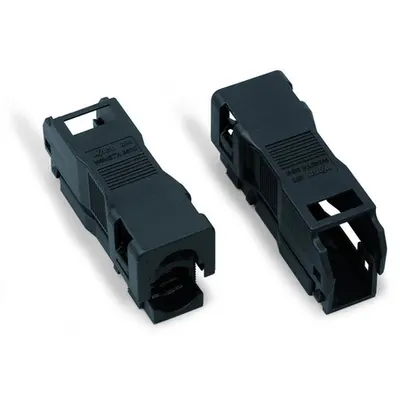 Strain relief housing; 2-pole; with locking clip; for 1 cable; 3.8 … 8.2 mm; 30 mm; black