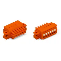 1-conductor female plug; 100% protected against mismating; push-button; clamping collar; 1.5 mm²; Pin spacing 3.81 mm; 6-pole; 1,50 mm²; orange
