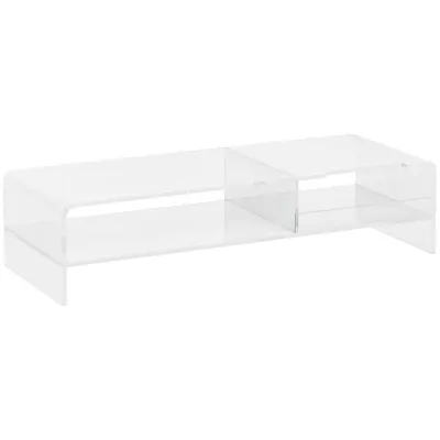 HOMCOM Suport Monitor Acrilic cu 2 Rafturi, Suport Ergonomic pentru PC, Transparent, 50.8x19x12 cm, Ideal pentru Birouri Moderne | Aosom Romania
