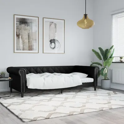 vidaXL Pat de zi, negru, 80x200 cm, piele ecologică