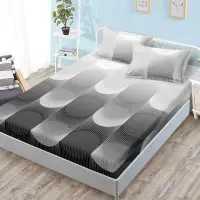 Cearsaf cu Elastic, Bumbac Satinat, 180x200 cm + 2 Fete de Perna 50x70 cm, Gri, abstract