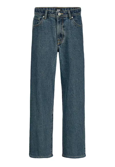 Blugi relaxed-fit cu model uni - Albastru prafuit/Albastru petrol