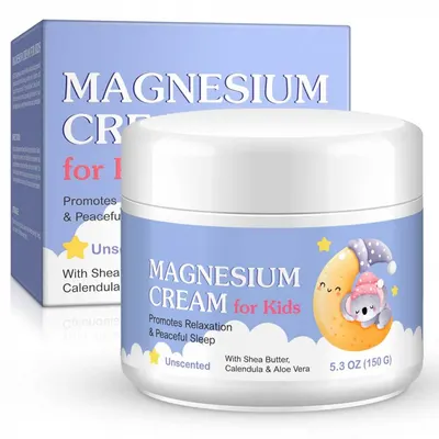 Crema cu Magneziu pentru Copii cu Unt de Shea, Aloe Vera si Galbenele, Calm, Relaxare si Somn Linistit, NOVA KISS , 150 g