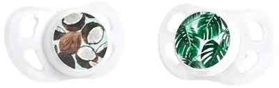 Suzete din silicon Twistshake - nucă de cocos și palmier, peste 6 luni, 2 bucăți
