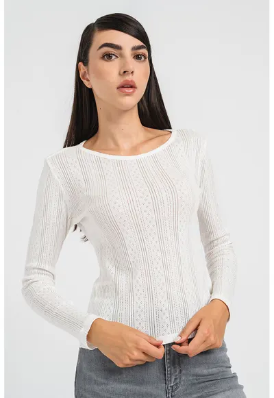 Bluza cu decolteu la baza gatului Lisa - Alb optic