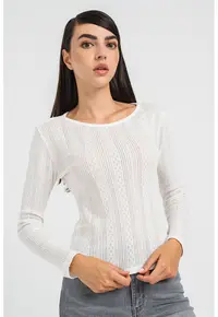 Bluza cu decolteu la baza gatului Lisa - Alb optic